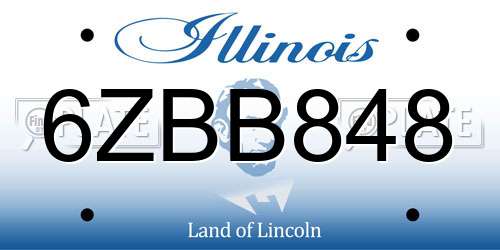 6ZBB848 Illinois License Plate