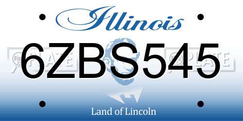 6ZBS545 Illinois License Plate
