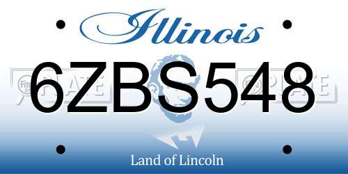 6ZBS548 Illinois License Plate
