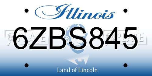 6ZBS845 Illinois License Plate