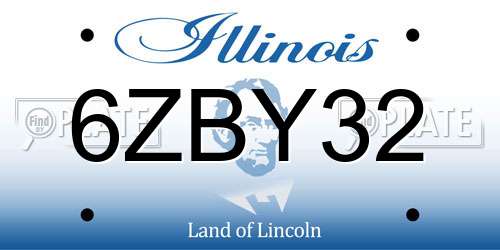 6ZBY32 Illinois License Plate