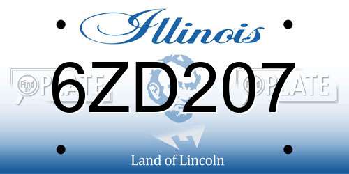 6ZD207 Illinois License Plate