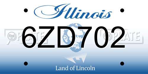 6ZD702 Illinois License Plate