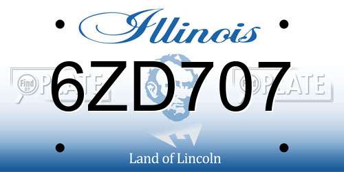 6ZD707 Illinois License Plate
