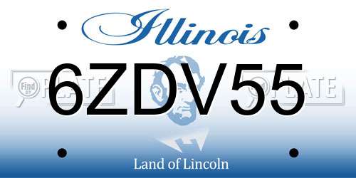 6ZDV55 Illinois License Plate