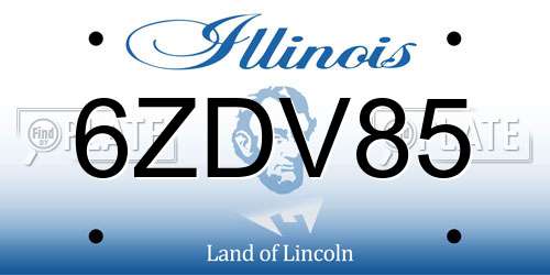 6ZDV85 Illinois License Plate