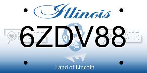 6ZDV88 Illinois License Plate