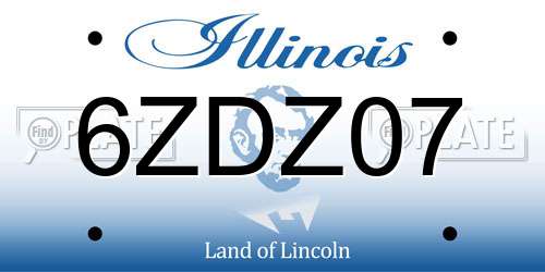 6ZDZ07 Illinois License Plate