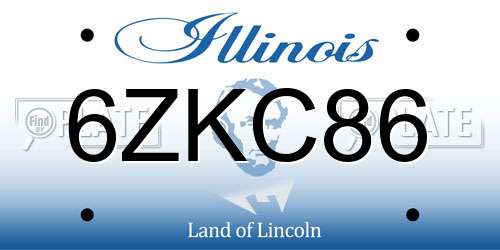 6ZKC86 Illinois License Plate