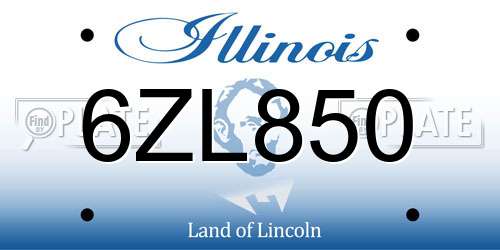 6ZL850 Illinois License Plate