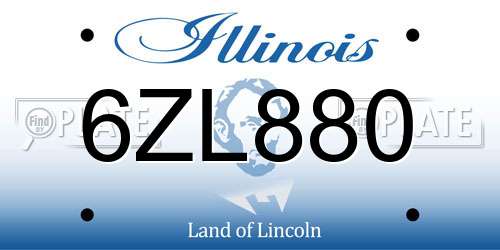 6ZL880 Illinois License Plate