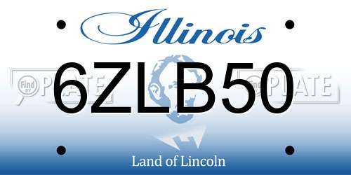 6ZLB50 Illinois License Plate