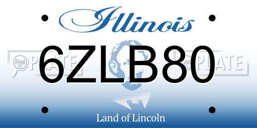 6ZLB80 Illinois License Plate