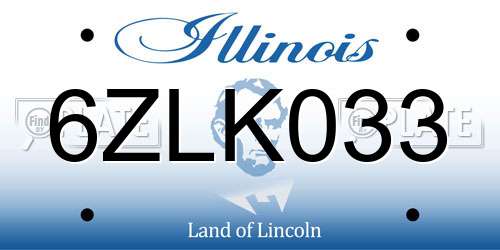 6ZLK033 Illinois License Plate