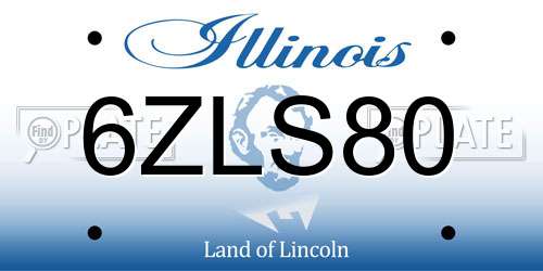 6ZLS80 Illinois License Plate