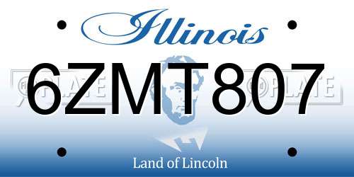 6ZMT807 Illinois License Plate