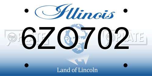 6ZO702 Illinois License Plate