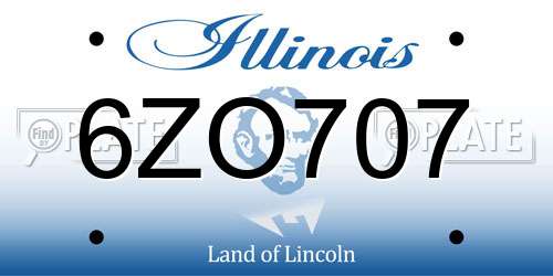 6ZO707 Illinois License Plate