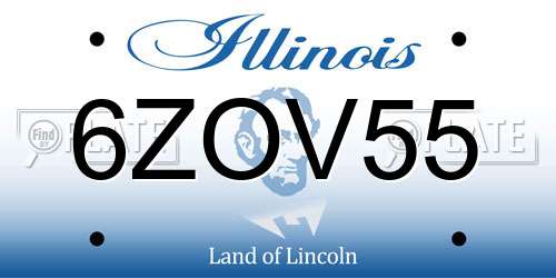 6ZOV55 Illinois License Plate