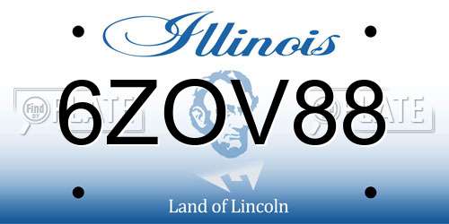 6ZOV88 Illinois License Plate