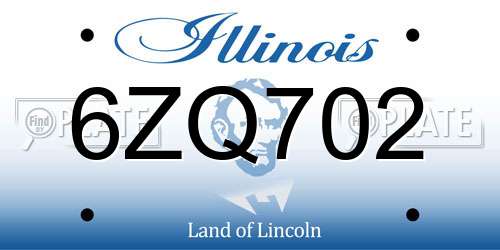 6ZQ702 Illinois License Plate