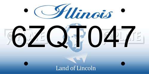 6ZQT047 Illinois License Plate