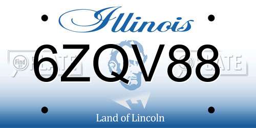 6ZQV88 Illinois License Plate