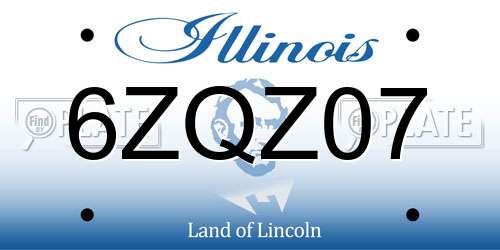 6ZQZ07 Illinois License Plate