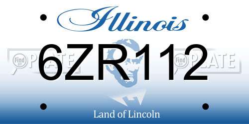 6ZR112 Illinois License Plate