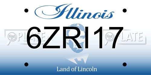 6ZRI17 Illinois License Plate