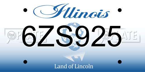 6ZS925 Illinois License Plate