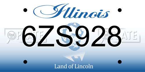 6ZS928 Illinois License Plate