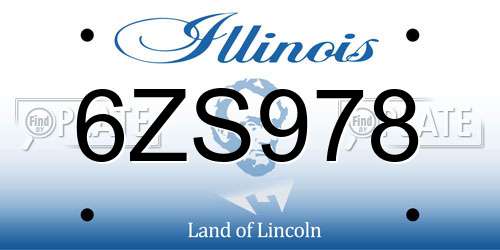 6ZS978 Illinois License Plate