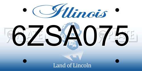 6ZSA075 Illinois License Plate