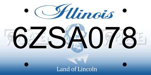 6ZSA078 Illinois License Plate