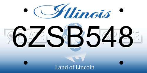 6ZSB548 Illinois License Plate