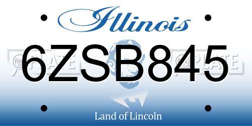6ZSB845 Illinois License Plate