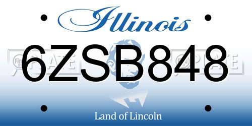 6ZSB848 Illinois License Plate