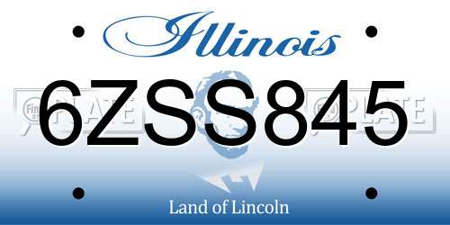 6ZSS845 Illinois License Plate