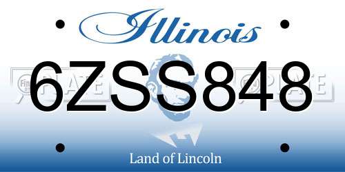 6ZSS848 Illinois License Plate