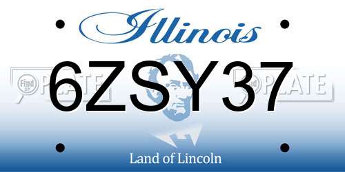 6ZSY37 Illinois License Plate