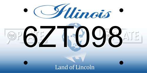 6ZT098 Illinois License Plate