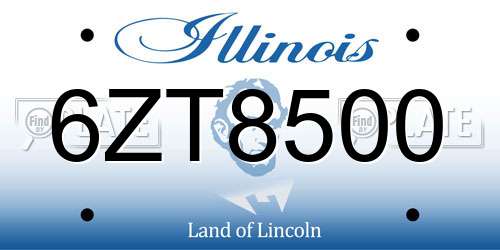6ZT8500 Illinois License Plate