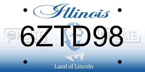6ZTD98 Illinois License Plate