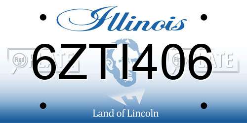 6ZTI406 Illinois License Plate