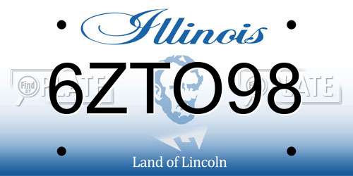 6ZTO98 Illinois License Plate
