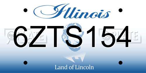 6ZTS154 Illinois License Plate