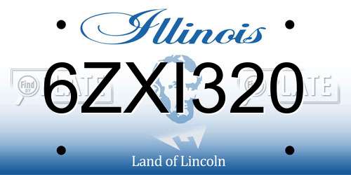 6ZXI320 Illinois License Plate
