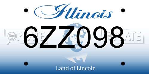 6ZZ098 Illinois License Plate