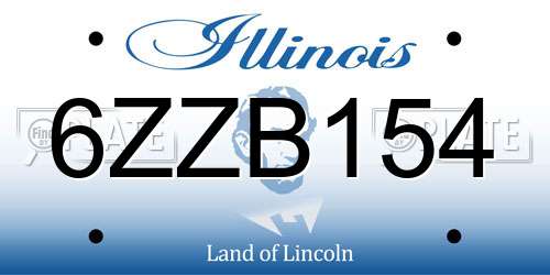 6ZZB154 Illinois License Plate